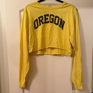 Original Yellow Oregon Ducks Women's Long Sleeve Crop Top